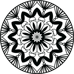 Black mandala, Mandala. Round Ornament Pattern, Simple mandala design for coloring. Vector floral mandala. Geometric ornamental mandalas