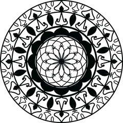 Black mandala, Mandala. Round Ornament Pattern, Simple mandala design for coloring. Vector floral mandala. Geometric ornamental mandalas
