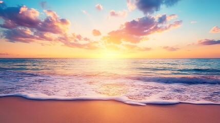 Fototapeta premium Sunrise sunset on the beach without people