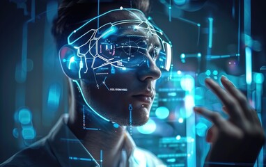 Man using Artificial Intelligence Technology Futuristic 4K Image AI Generated 
