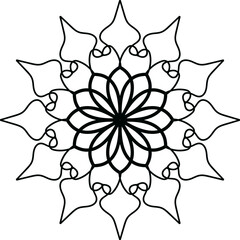 Black mandala, Mandala. Round Ornament Pattern, Simple mandala design for coloring. Vector floral mandala. Geometric ornamental mandalas