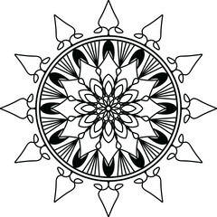 Black mandala, Mandala. Round Ornament Pattern, Simple mandala design for coloring. Vector floral mandala. Geometric ornamental mandalas