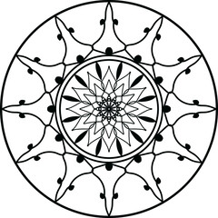 Fototapeta premium Black mandala, Mandala. Round Ornament Pattern, Simple mandala design for coloring. Vector floral mandala. Geometric ornamental mandalas