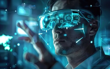 Man using Artificial Intelligence Technology Futuristic 4K Image AI Generated 
