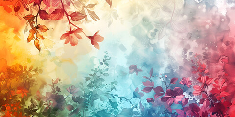 Watercolor Background with Flowers and Plants Flower Plant Grunge Wallpaper Copy Space Colorful,  colorful plant design, watercolor floral background