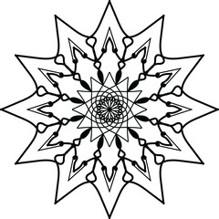 Black mandala, Mandala. Round Ornament Pattern, Simple mandala design for coloring. Vector floral mandala. Geometric ornamental mandalas