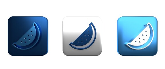 Colorful Watermelon icon isolated on white background. Square button. 3D render illustration