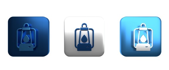 Colorful Camping lantern icon isolated on white background. Square button. 3D render illustration