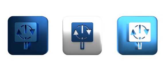 Colorful Recycle symbol icon isolated on white background. Circular arrow icon. Environment recyclable go green. Square button. 3D render illustration