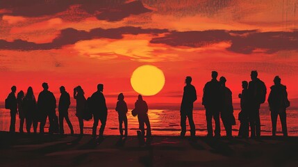 Fototapeta premium sunset with people