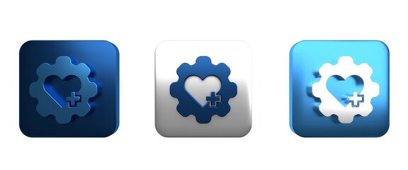 Obraz premium Colorful Heart with a cross icon isolated on white background. First aid. Healthcare, medical and pharmacy sign. Square button. 3D render illustration