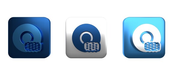 Colorful Washing dishes icon isolated on white background. Cleaning dishes icon. Dishwasher sign. Clean tableware sign. Square button. 3D render illustration