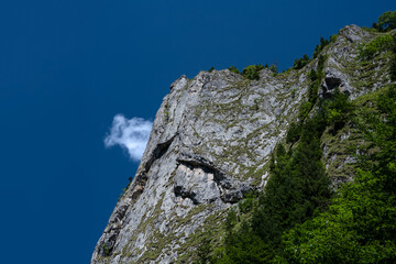 Beautiful landscape of rock Piatra Craiului Mountain trail in summer 