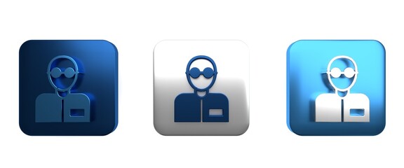 Colorful Teacher icon isolated on white background. Square button. 3D render illustration