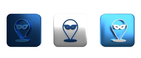 Colorful Carnival mask icon isolated on white background. Masquerade party mask. Square button. 3D render illustration