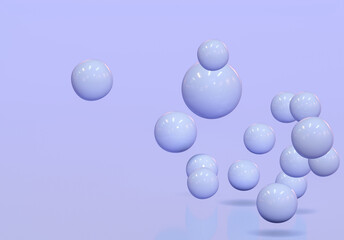 Geometric 3d rendering purple spheres realistic backdrop Suspended balls, abstract elegant background balls or particles 3D image rendering