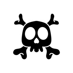 crossbones cartoon vector illustration. black and white skull cartoon. Human skeleton. Skeleton Hazard. A Spooky Vector Illustration for Halloween Designs and Health Warnings. Poison Symbol