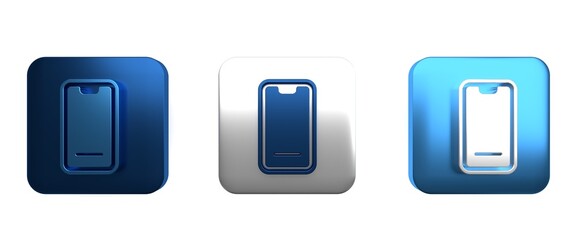 Colorful Food ordering on mobile icon isolated on white background. Order by mobile phone. Restaurant food delivery concept. Square button. 3D render illustration