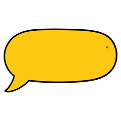 Hand drawn cartoon empty yellow speech bubble on white background.