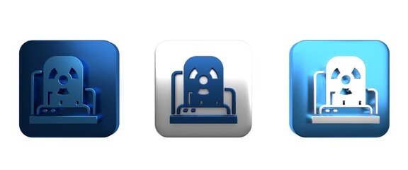 Colorful Radioactive warning lamp icon isolated on white background. Square button. 3D render illustration