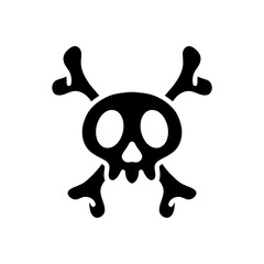 crossbones cartoon vector illustration. black and white skull cartoon. Human skeleton. Skeleton Hazard. A Spooky Vector Illustration for Halloween Designs and Health Warnings. Poison Symbol