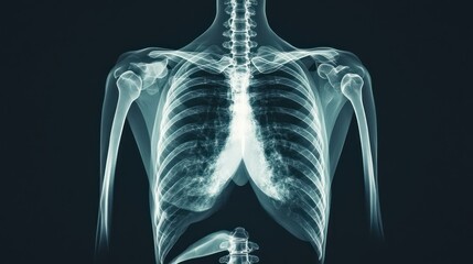 X-ray Image of Human Ribcage and Spine