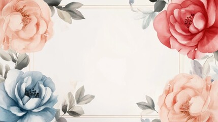 Watercolor Floral Frame: A delicate watercolor frame adorned with pastel roses, perfect for romantic invitations, elegant announcements, and spring-themed designs. 