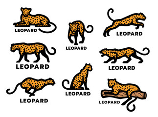 A set of wildcat logos. Leopard, jaguar, cheetah.