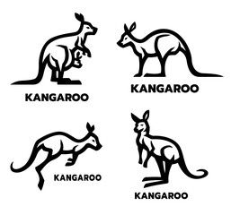Set of kangaroo logos.