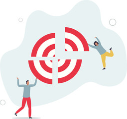 teamwork develop objective together or ambition, collaboration concept.flat design with people.