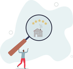rating or real estate review concept.flat design with people.