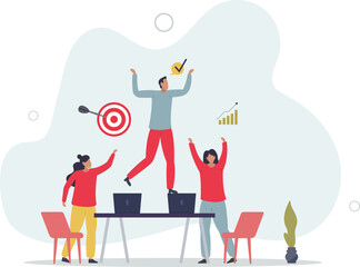 Efficient and productive work with clear and strong leadership for motivation.flat design with people.