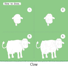 How to draw Drawing tutorial for children. step by step a Cow