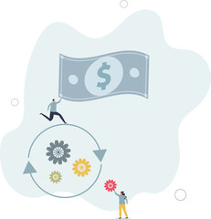 Project development and management with team support to solve work tasks.flat design with people.