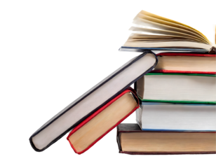 Books set one line continuous drawing on a white isolated background. Generative AI.