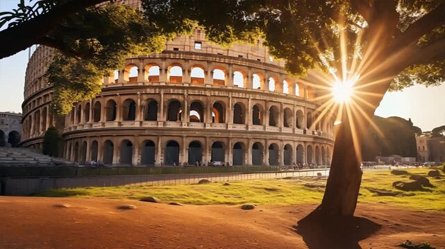 Colleseum in Rome taly, sunny day motion video