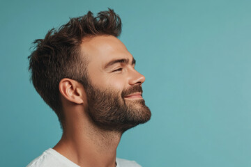 Fototapeta premium A close up of a man's face with her eyes closed