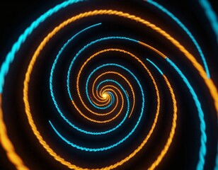 Fototapeta premium 3d render, abstract neon background. Colorful twisted spiral glowing in the dark. Modern technological wallpaper. Ai generated image.