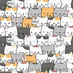 seamless cat pattern with mix cat