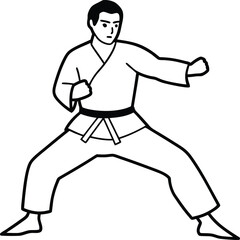 karate man in black and white