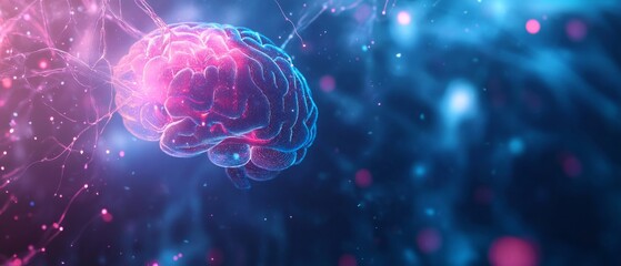 Obraz premium futuristic medical research of brain Alzheimer neural nerve system, Generative AI