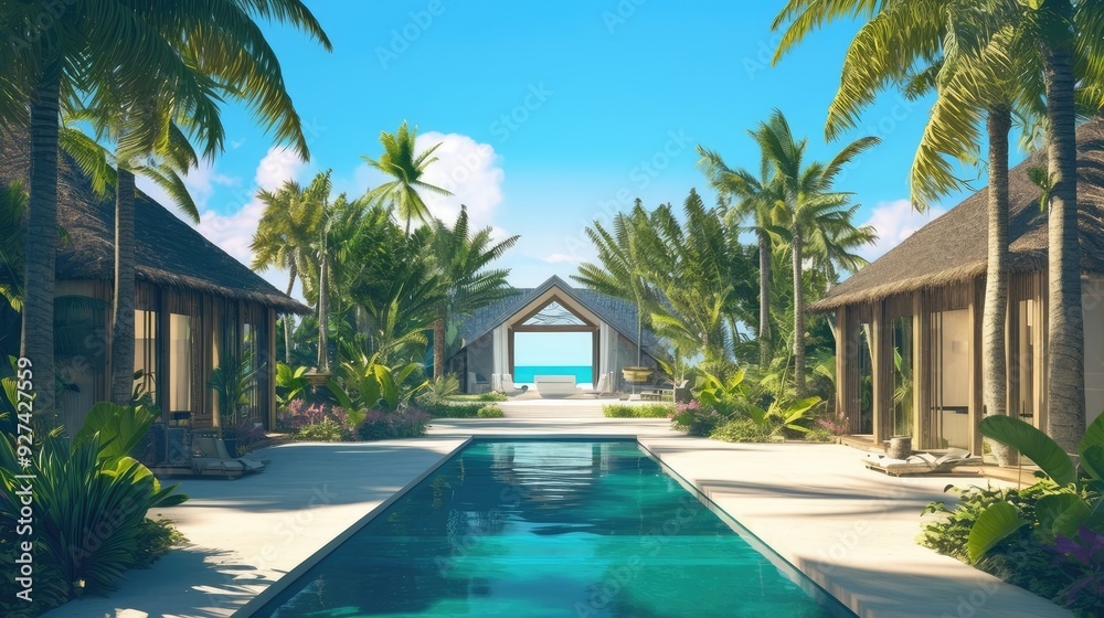 Wall mural Luxurious Maldives Resort
