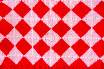 Red and white-red checkered knitted fabric pattern