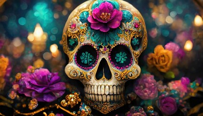 skull with a rose