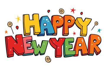Fototapeta premium Happy New Year cartoon