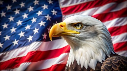 digital painting american eagle with flag