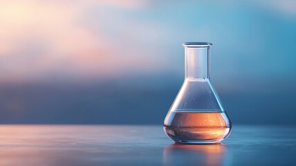 Flask with a synthetic antioxidant being synthesized, chemical substance, development of synthetic health products