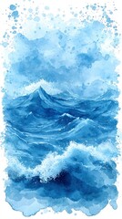 Watercolor Painting of a Stormy Sea