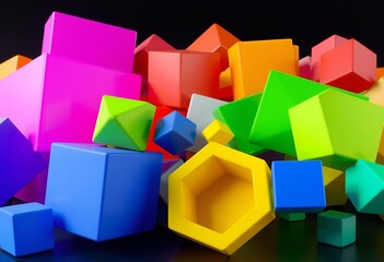 Obraz premium Vibrant Geometric Shapes Isolated on Transparent Background