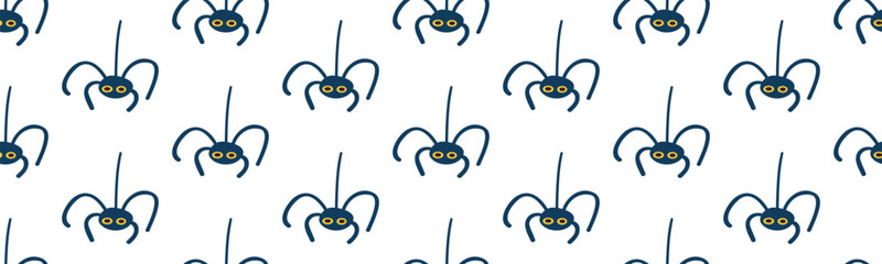 Seamless pattern. Halloween concept. Scary spiders. Hand drawn illustration on white background.